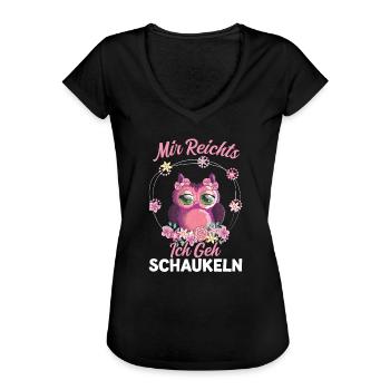 Eule Vogel Schaukeln Geschenk - Frauen Vintage T-Shirt - Schwarz - Vorne - Danielle (179cm)