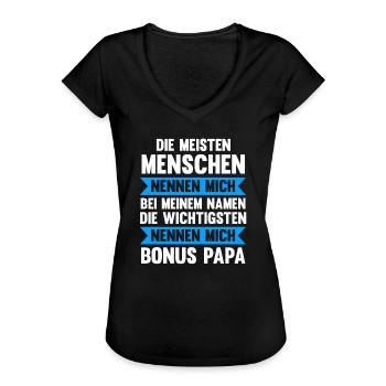 Bonus Papa Familie Stiefpapa Geschenk - Frauen Vintage T-Shirt - Schwarz - Vorne - Danielle (179cm)