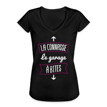 garage à bite | cadeau beauf pour connasse - T-shirt vintage Femme - noir - Devant