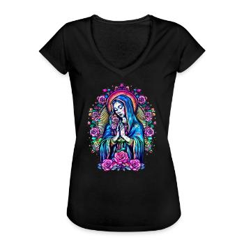 Betende Heilige Maria Rosen Religion Christentum - Frauen Vintage T-Shirt - Schwarz - Vorne