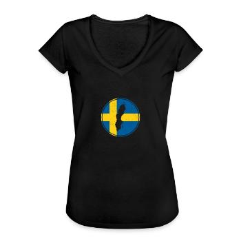 Suède Carte Drapeau suédois Fier Suédois - T-shirt vintage Femme - noir - Devant - Danielle (179cm)