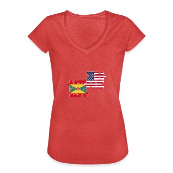 Grenada USA Flagge Amerikanisch Grenadisch - Frauen Vintage T-Shirt - Rot meliert - Vorne - Danielle (179cm)