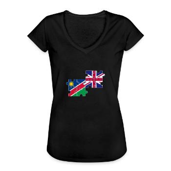 Namibia UK Flagge Britisch Namibisch - Frauen Vintage T-Shirt - Schwarz - Vorne - Danielle (179cm)
