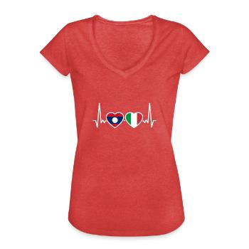 Laos Italien Herzschlag Flagge Italienisch Laote - Frauen Vintage T-Shirt - Rot meliert - Vorne - Danielle (179cm)