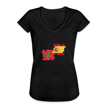 Maroc Espagne Drapeau Espagnols Marocains - T-shirt vintage Femme - noir - Devant - Danielle (179cm)