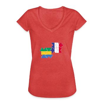 Gabon France Flag French Gabonese - Women's Vintage T-Shirt - heather red - Front - Danielle (179cm)