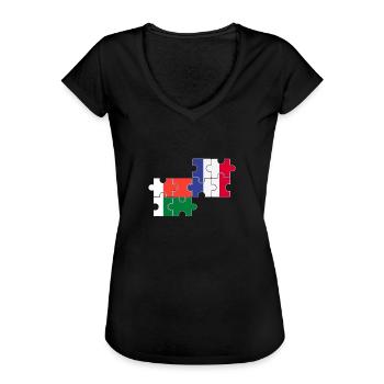 Madagascar France Drapeau Malgache - T-shirt vintage Femme - noir - Devant - Danielle (179cm)