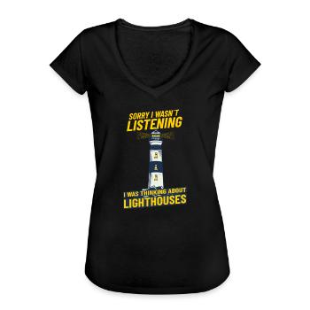 Lighthouse Seaside thinking about lighthouses - T-shirt vintage Femme - noir - Devant - Danielle (179cm)
