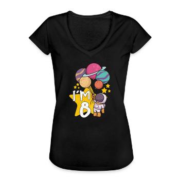 Astronaut Astronomy Solar System Space Kids - Women's Vintage T-Shirt - black - Front - Danielle (179cm)