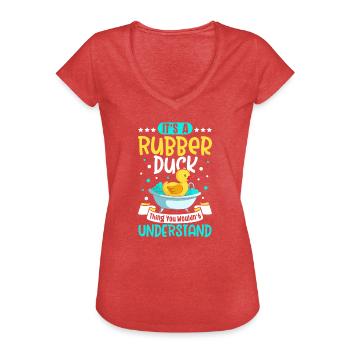Gummiente Gummienten Entenliebhaber Badezimmer - Frauen Vintage T-Shirt - Rot meliert - Vorne - Danielle (179cm)