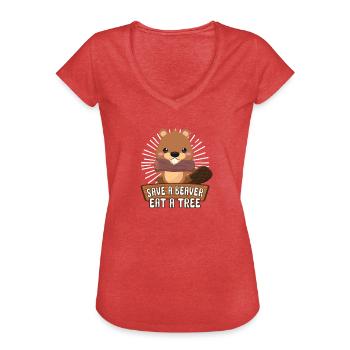 Beaver Fan Beaver Lovers Funny Beaver Gift - Women's Vintage T-Shirt - heather red - Front - Danielle (179cm)