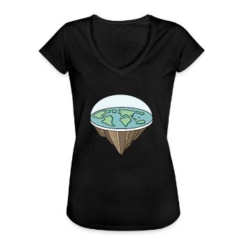 Théorie de la Terre plate Terre plate Armée de la Terre plate Terre - T-shirt vintage Femme - noir - Devant - Danielle (179cm)