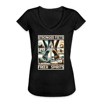 Barefood Lifestlye Ntural Foot Health Foot - Frauen Vintage T-Shirt - Schwarz - Vorne - Danielle (179cm)
