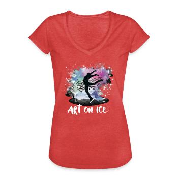 Eislaufen Schlittschuhläufer - Frauen Vintage T-Shirt - Rot meliert - Vorne - Danielle (179cm)