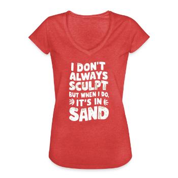 Sculpteurs de sable professionnels sur la plage du - T-shirt vintage Femme - rouge chiné - Devant - Danielle (179cm)