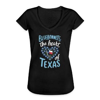 Texas Fleurs sauvages Saison Champs Fleurs Texas - T-shirt vintage Femme - noir - Devant - Danielle (179cm)