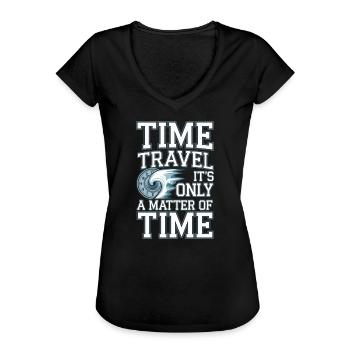 Passionné de science-fiction et de voyage dans le temps - T-shirt vintage Femme - noir - Devant - Danielle (179cm)