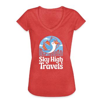 Liebhaber Des Vogelzuges Zugvögel - Frauen Vintage T-Shirt - Rot meliert - Vorne - Danielle (179cm)