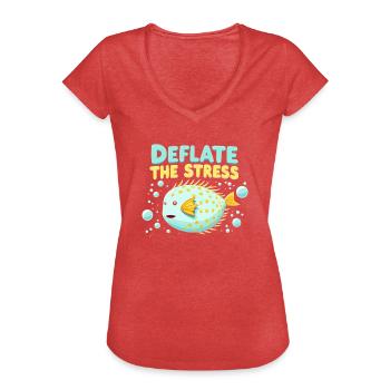 Poisson-globe passionné de la vie marine Quirky - T-shirt vintage Femme - rouge chiné - Devant - Danielle (179cm)
