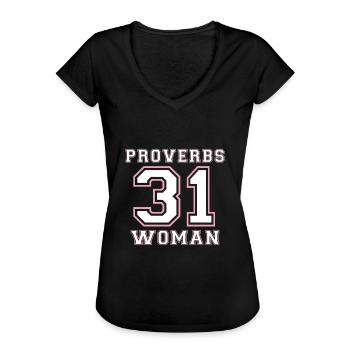 Proverbes 31 Femme - Vêtements chrétiens - T-shirt vintage Femme - noir - Devant - Danielle (179cm)