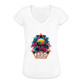 Millésime 1988 - Rétro - Anniversaire - 80s - 80's - T-shirt vintage Femme - noir - Devant - Danielle (179cm)