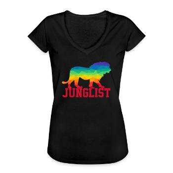 Junglist - Jungle Drum and Bass DnB Löwe - Frauen Vintage T-Shirt - Schwarz - Vorne
