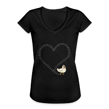 Chicken Huhn - Frauen Vintage T-Shirt - Schwarz - Vorne - Danielle (179cm)