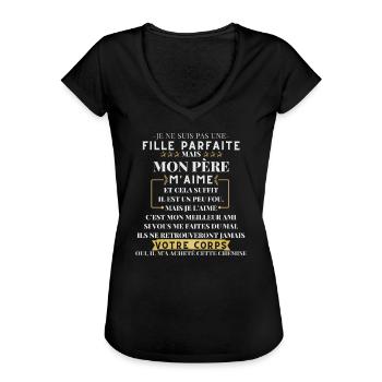 T-shirt de la fête des pères - Fille à Papa - T-shirt vintage Femme - noir - Devant - Danielle (179cm)
