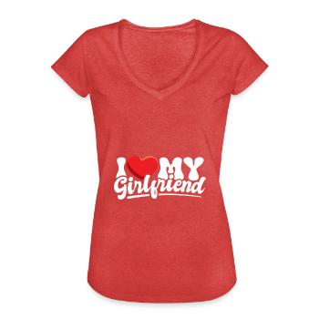 I love my Girlfriend - Frauen Vintage T-Shirt - Rot meliert - Vorne - Danielle (179cm)