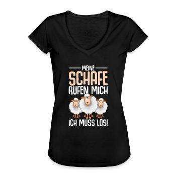 Schaf Spruch Lustig Schäfer Landwirt - Frauen Vintage T-Shirt - Schwarz - Vorne - Danielle (179cm)