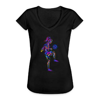Fußball Mädchen Fußballerin Damen - Frauen Vintage T-Shirt - Schwarz - Vorne - Danielle (179cm)