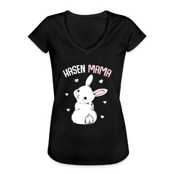 Hasenmama Hase Kaninchen Ostern Hasen - Frauen Vintage T-Shirt - Schwarz - Vorne