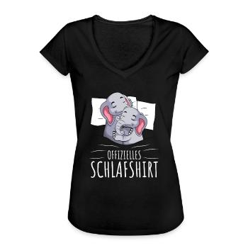 Offizielles Schlafshirt Elefant Mädchen - Frauen Vintage T-Shirt - Schwarz - Vorne - Danielle (179cm)