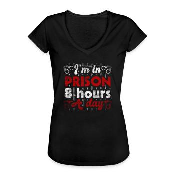Je suis en prison 8 heures par jour Agent correctionnel - T-shirt vintage Femme - noir - Devant - Danielle (179cm)