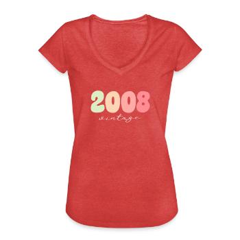 Vintage Jahrgang 2008 Geburtstag - Frauen Vintage T-Shirt - Rot meliert - Vorne - Danielle (179cm)