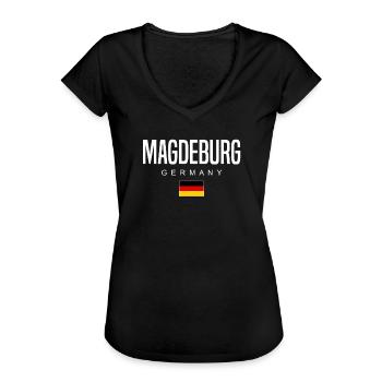 Magdeburg - Frauen Vintage T-Shirt - Schwarz - Vorne - Danielle (179cm)