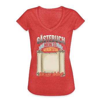 33. Geburtstag Gästebuch - Frauen Vintage T-Shirt - Rot meliert - Vorne - Danielle (179cm)