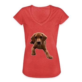 Down Dexter - Frauen Vintage T-Shirt - Rot meliert - Vorne - Danielle (179cm)