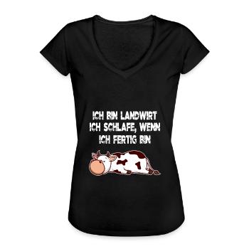 Landwirt Bauer Landwirtschaft Milchbauer Kuh Kühe - Frauen Vintage T-Shirt - Schwarz - Vorne - Danielle (179cm)
