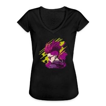 Neon Punk - T-shirt vintage Femme - noir - Devant - Danielle (179cm)