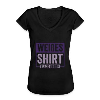 Weißes Shirt Black Edition - Frauen Vintage T-Shirt - Schwarz - Vorne - Danielle (179cm)