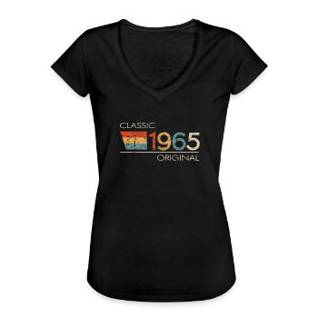 1965 Anniversaire Classic Original - T-shirt vintage Femme - noir - Devant - Danielle (179cm)