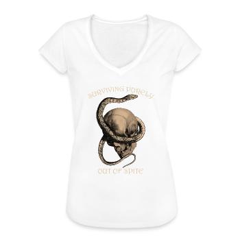 Gothic Totenkopf & Schlange Design - Frauen Vintage T-Shirt - Schwarz - Vorne - Danielle (179cm)