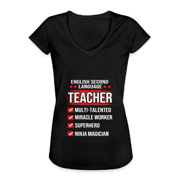 Englischlehrerin Englisch Lehrer - Frauen Vintage T-Shirt - Schwarz - Vorne - Danielle (179cm)