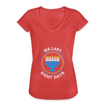 Hanoucca - T-shirt vintage Femme - rouge chiné - Devant - Danielle (179cm)
