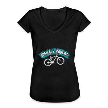 Niemals Radlos - Bikermotiv lustiger Bikerspruch - Frauen Vintage T-Shirt - Schwarz - Vorne