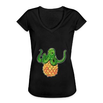 Ananas - Frauen Vintage T-Shirt - Schwarz - Vorne - Danielle (179cm)