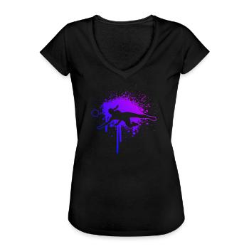 Volley-ball féminin Volley-ball Masculin - T-shirt vintage Femme - noir - Devant - Danielle (179cm)