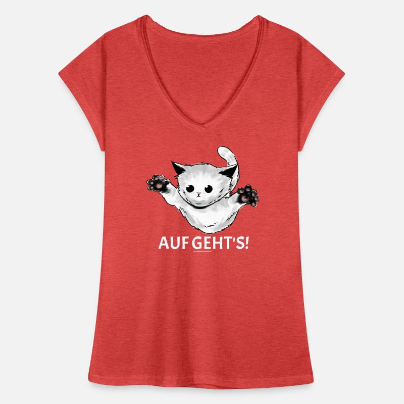 Kitty "Let's go!" young cat jumps Women's Vintage T-Shirt
