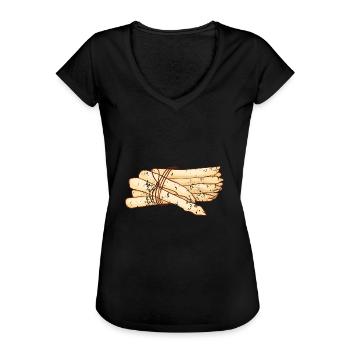 Retro vintage grunge style asparagus - Women's Vintage T-Shirt - black - Front - Danielle (179cm)